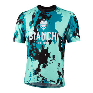 Bianchi Milano Cyklistický dres s krátkým rukávem - POZZILLO MTB - zelená/modrá/černá M