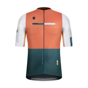 GOBIK Cyklistický dres s krátkým rukávem - ATTITUDE 2.0 APRICOT - zelená/bílá/oranžová 2XL