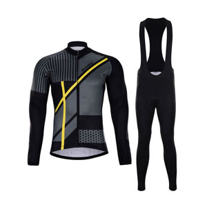 HOLOKOLO Cyklistický zimní dres a kalhoty - TRACE WINTER  - žlutá/černá