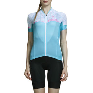 Monton Cyklistický dres s krátkým rukávem - YULO LADY - světle modrá/bílá 2XS