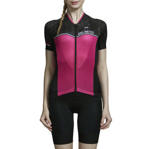 MONTON Cyklistický dres s krátkým rukávem - YULO LADY - růžová/černá 2XS