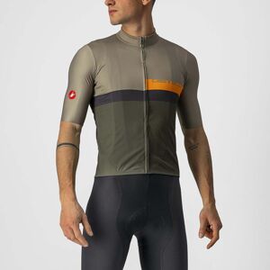 CASTELLI Cyklistický dres s krátkým rukávem - A BLOCCO - oranžová/zelená/šedá 2XL
