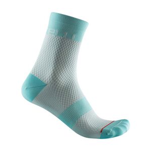 CASTELLI Cyklistické ponožky klasické - VELOCISSIMA 12 LADY - světle modrá/šedá/tyrkysová L-XL