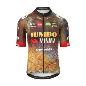 AGU Cyklistický dres s krátkým rukávem - JUMBO-VISMA 2022 - žlutá/modrá/černá/hnědá/červená S