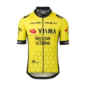 AGU Cyklistický dres s krátkým rukávem - REPLICA VISMA | LEASE A BIKE 2024 - žlutá/černá 2XL