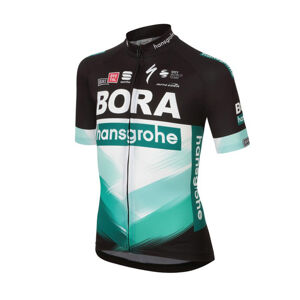 Sportful Cyklistický dres s krátkým rukávem - BORA 2020 KIDS - zelená/černá 8Y