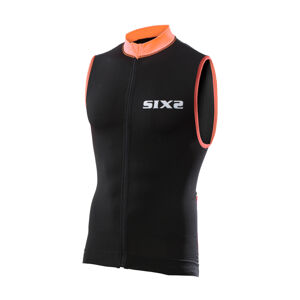 Six2 Cyklistický dres bez rukávů - BIKE2 STRIPES - černá/oranžová