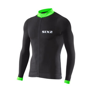 Six2 Cyklistický dres s dlouhým rukávem letní - BIKE4 STRIPES - zelená/černá