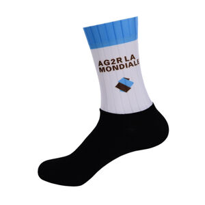 Bonavelo Cyklistické ponožky klasické - AG2R 2018 - modrá/bílá/černá L-XL