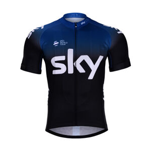 BONAVELO Cyklistický dres s krátkým rukávem - SKY 2019 KIDS - černá/modrá XS-125cm