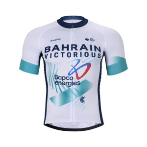BONAVELO Cyklistický dres s krátkým rukávem - BAHRAIN VICTORIOUS 2024 - bílá/světle zelená 5XL