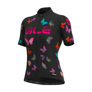 ALÉ Cyklistický dres s krátkým rukávem - BUTTERFLY LADY - černá L