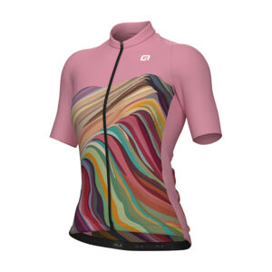 ALÉ Cyklistický dres s krátkým rukávem - PR-E RAINBOW - růžová XL