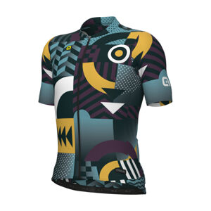 ALÉ Cyklistický dres s krátkým rukávem - PR-E GAMES - tyrkysová/fialová/žlutá S