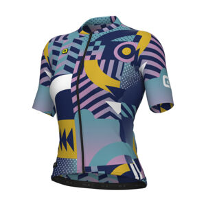 ALÉ Cyklistický dres s krátkým rukávem - PR-E GAMES - růžová/tyrkysová/žlutá 2XL