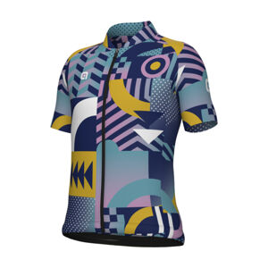 ALÉ Cyklistický dres s krátkým rukávem - KID GAMES - růžová/tyrkysová/žlutá 8Y