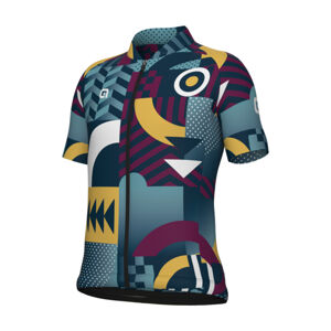 ALÉ Cyklistický dres s krátkým rukávem - KID GAMES - fialová/tyrkysová/žlutá 14Y
