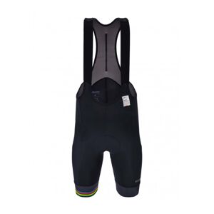 SANTINI Cyklistické kalhoty krátké s laclem - UCI RAINBOW 2024 - černá/duhová S