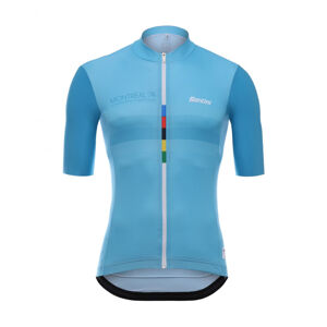 SANTINI Cyklistický dres s krátkým rukávem - SKULL  - tyrkysová