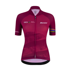 SANTINI Cyklistický dres s krátkým rukávem - UCI WORLD ECO LADY - bordó/cyklámenová M