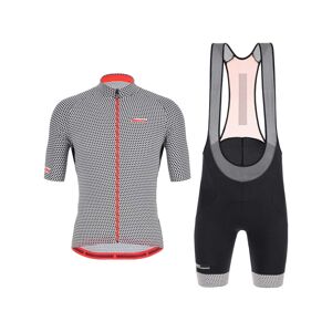 Santini Cyklistický krátký dres a krátké kalhoty - KARMA KITE - černá/bílá