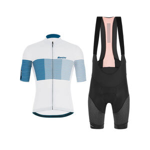 SANTINI Cyklistický krátký dres a krátké kalhoty - TONO FRECCIA - černá/bílá/modrá