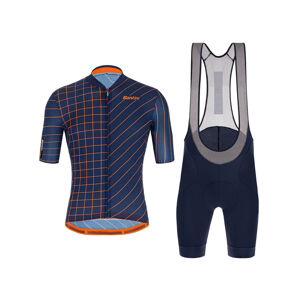 Santini Cyklistický krátký dres a krátké kalhoty - SLEEK DINAMO - modrá