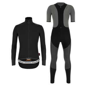 SANTINI Cyklistická zimní bunda a kalhoty - VEGA XTREME WINTER  - šedá/černá