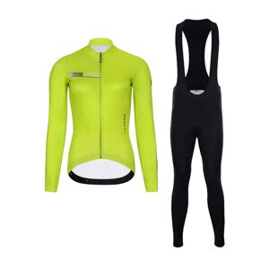 HOLOKOLO Cyklistický dlouhý dres a kalhoty - VIBES LADY WINTER - černá/žlutá