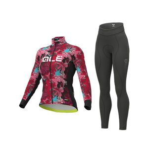 Alé Cyklistický zimní dres a kalhoty - AMAZZONIA LADY WNT - růžová/černá/bordó