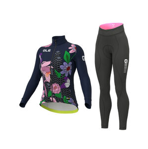 Alé Cyklistický zimní dres a kalhoty - PR-R CITY LADY WNT - černá/modrá/fialová