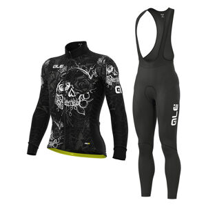 ALÉ Cyklistický zimní dres a kalhoty - SKULL WINTER - černá