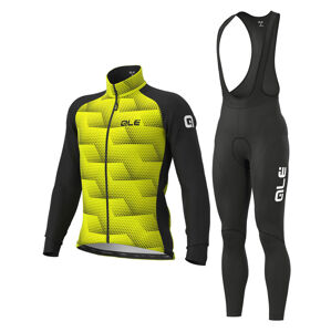 ALÉ Cyklistická zimní bunda a kalhoty - SOLID SHARP WINTER - černá/žlutá