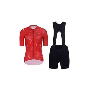 HOLOKOLO Cyklistický krátký dres a krátké kalhoty - METTLE LADY  - červená/černá