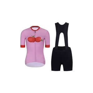 HOLOKOLO Cyklistický krátký dres a krátké kalhoty - FRUIT LADY  - růžová/černá/červená