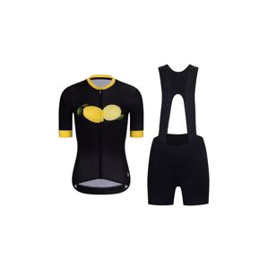 HOLOKOLO Cyklistický krátký dres a krátké kalhoty - FRUIT LADY  - černá/žlutá