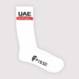 PISSEI Cyklistické ponožky klasické - UAE TEAM EMIRATES 2024 RACE - bílá