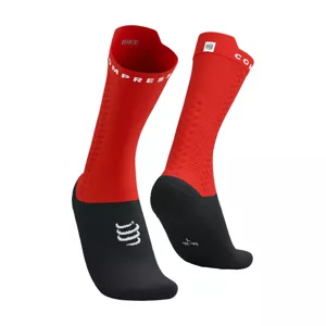 COMPRESSPORT Cyklistické ponožky klasické - PRO RACING V4.0 BIKE - černá/červená 45-48