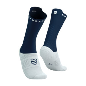 COMPRESSPORT Cyklistické ponožky klasické - PRO RACING V4.0 BIKE - bílá/modrá 35-38
