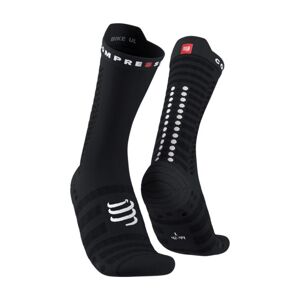 COMPRESSPORT Cyklistické ponožky klasické - PRO RACING SOCKS V4.0 ULTRALIGHT BIKE - černá/bílá 35-38